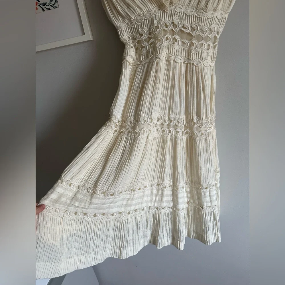 Chloe Boho Ivory Lace Sheer Dress 2010 Cruise Collection Vintage Midi - Picture 11 of 13